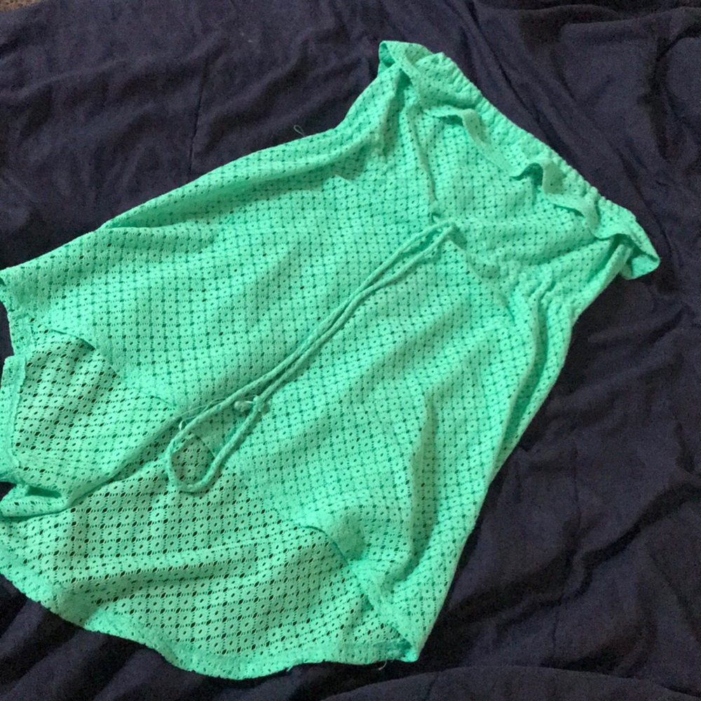 green strapless cover up